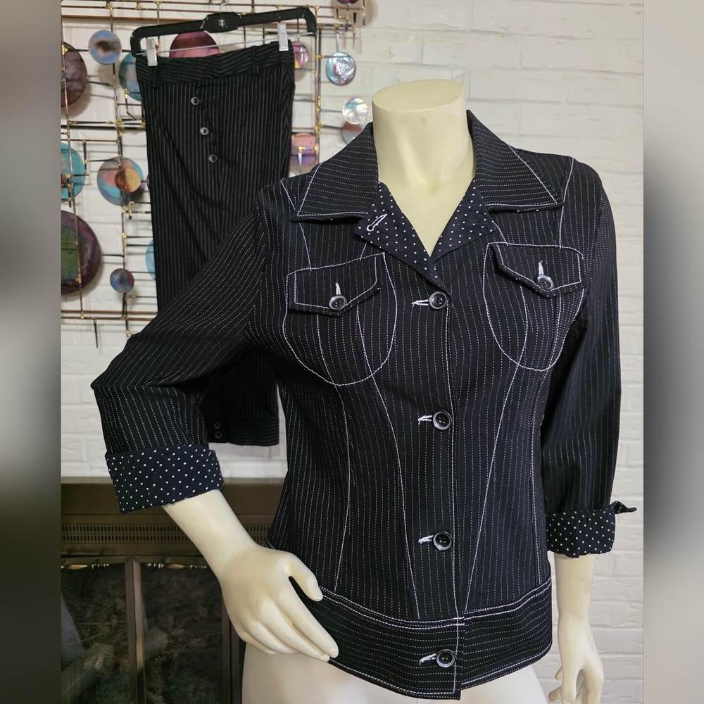 CANVASBACKS | Black Pinstripe Jacket & Matching 3/4 Length Pants